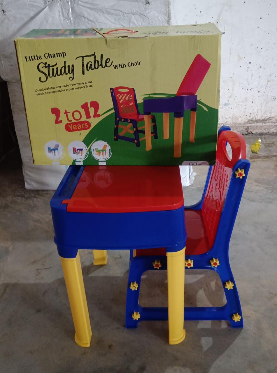 4594C Study Table And Chair Set For Boys And Girls With Small Box Space For Pencils Plastic High Quality Study Table (Red/Blue/Yellow) 4594C Study Table And Chair Set For Boys And Girls With Small Box Space For Pencils Plastic High Quality Study Table (Red/Blue/Yellow)